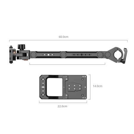 SmallRig 6257 - regulowany uchwyt, ramię na monitor VESA do wózka do produkcji video - wymiary